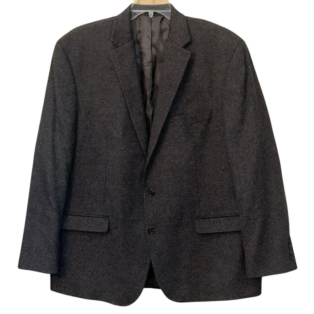 Lauren Ralph Lauren Wool Silk Cashmere Grey Blazer Coat Jacket 48L Winter Office